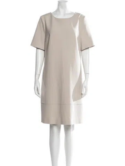 Pre-owned Peserico Bateau Neckline Knee-length Dress In Neutrals