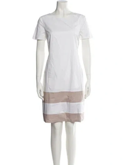Pre-owned Peserico Bateau Neckline Knee-length Dress In White