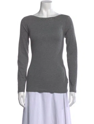 Pre-owned Peserico Bateau Neckline Long Sleeve Top In Gray