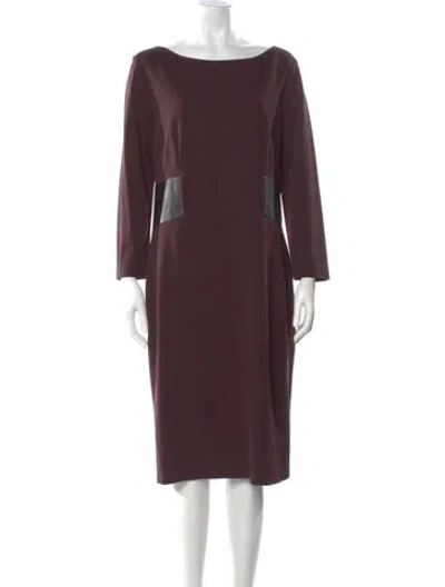 Pre-owned Peserico Bateau Neckline Midi Length Dress W/ Tags In Burgundy