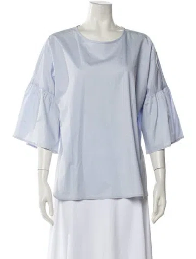 Pre-owned Peserico Bateau Neckline Three-quarter Sleeve Blouse In Blue