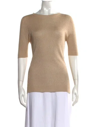 Pre-owned Peserico Bateau Neckline Three-quarter Sleeve Top In Neutral