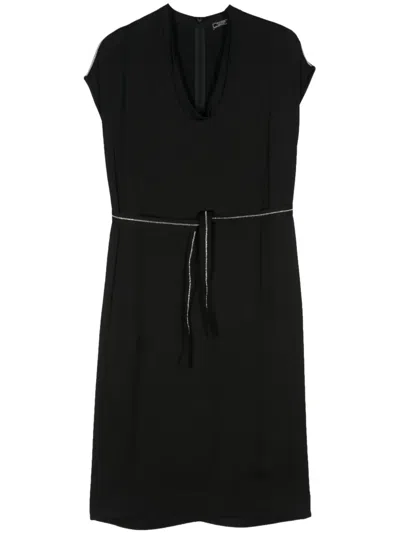 Peserico Bead-chain Midi Dress In Black