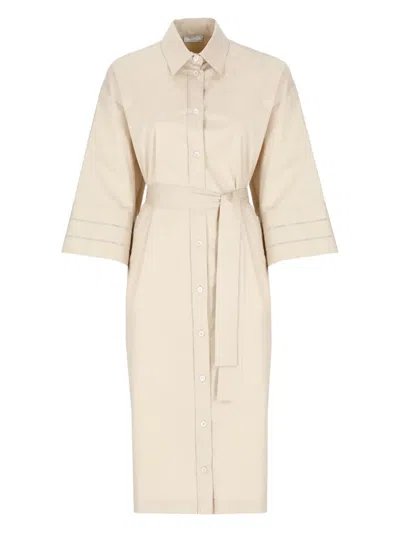 Peserico Bead-detail Midi Dress In Beige