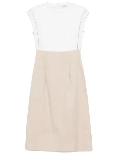 Peserico Bead-detail Midi Dress In Neutrals
