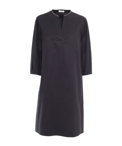 Peserico Bead-detail Mini Dress In Blue
