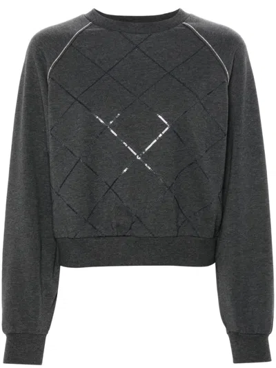 Peserico Bead-detail Sweatshirt In Grey