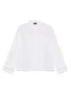 Peserico Cropped Cotton Shirt Buttoned Cuffs In White