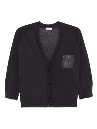Peserico Bead-embellished Cardigan In Grey