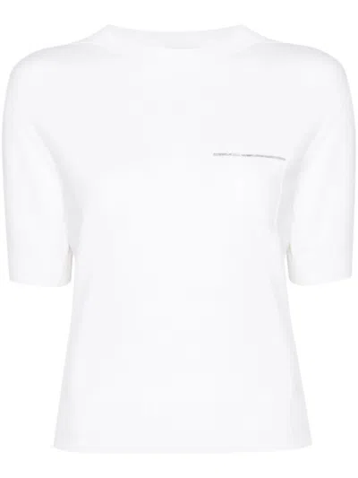 Peserico Bead-embellished Knitted Top In White