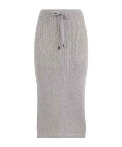 Peserico Bead-embellished Midi Skirt In Gray