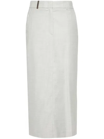 Peserico Bead-embellished Midi Skirt In Grey