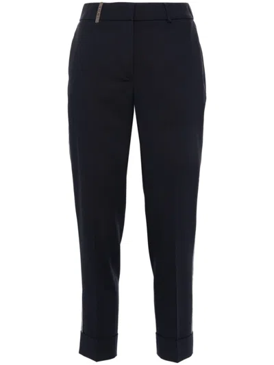 Peserico Stretch Wool Flannel Trousers In Black