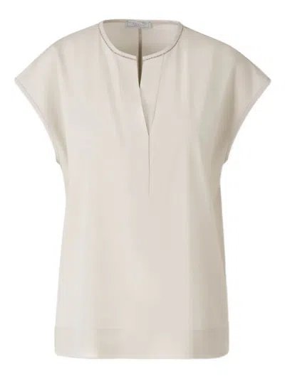 Peserico Bead-embellished V-neck Top In Multi