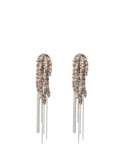 Peserico Beaded Drop Earrings In Neutral