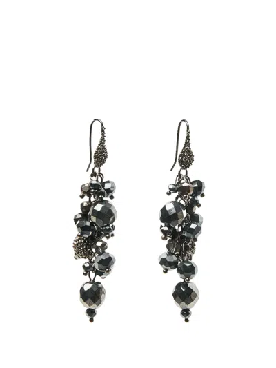 Peserico Beaded Drop Earrings In Silver