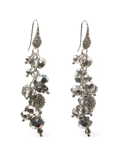 Peserico Beaded Drop Earrings In Silver