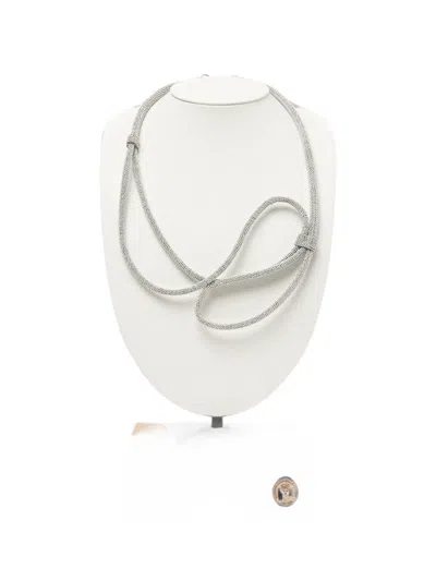Peserico Beaded Loop Necklace In Silver