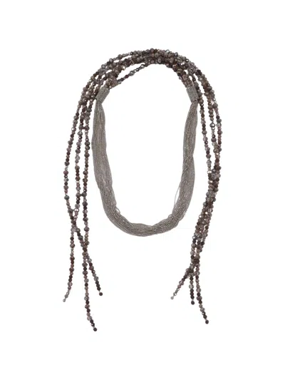 Peserico Beaded Necklace In Silver