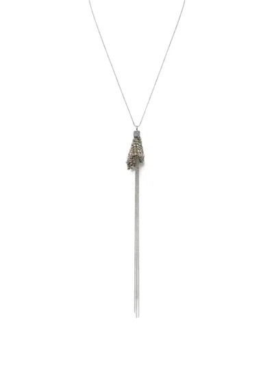Peserico Beaded Tassel Necklace In Metallic