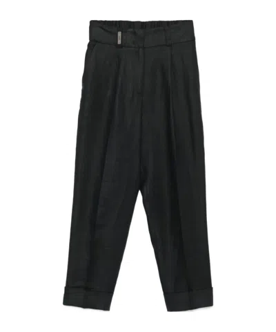 Peserico Beaded Trim-detail Trousers In Black
