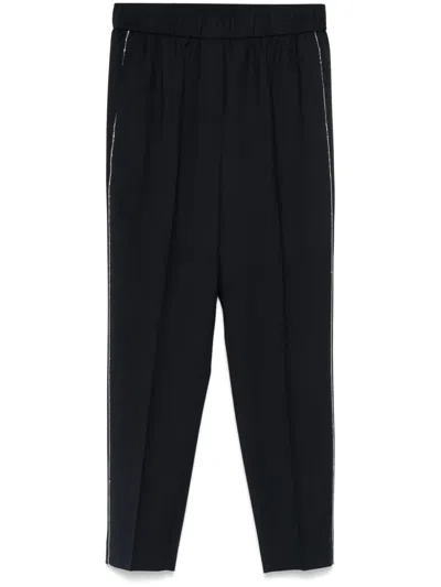 Peserico Beaded Trim-detail Trousers In Blue