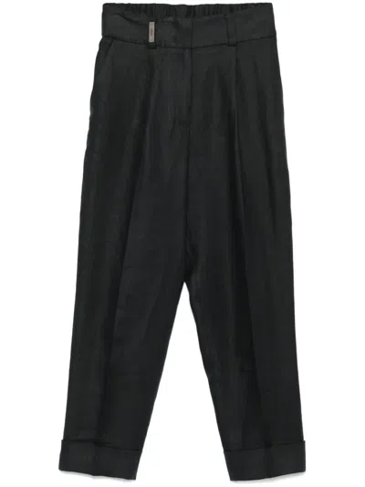 Peserico Beaded Trim-detail Trousers In Blue