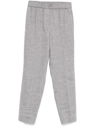 Peserico Beaded Trim-detail Trousers In Grey