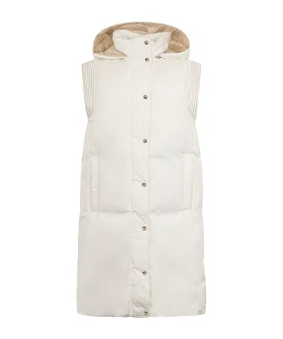 Peserico Beaded-trim Padded Down Gilet In Neutral
