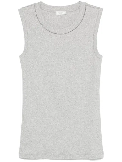 Peserico Beaded-trim Tank Top In Grey