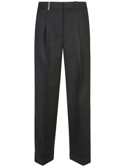 Peserico Beaded-trim Trousers In Black