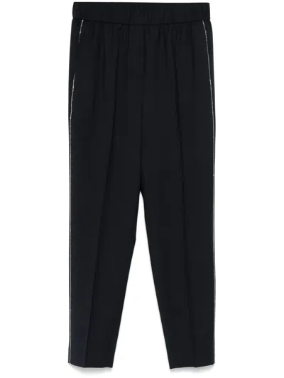 Peserico Beaded Trim-detail Trousers In Black