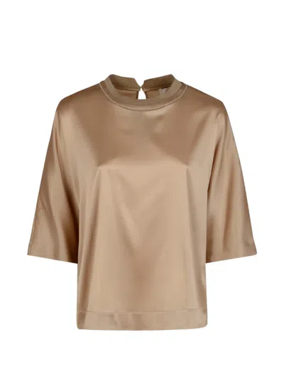 Peserico Beaded-collar Shirt In Brown