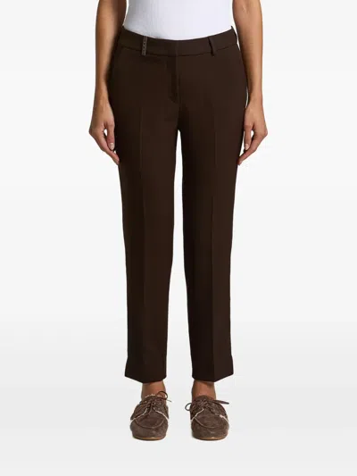 Peserico Bead-embellished Cropped Trousers In Black