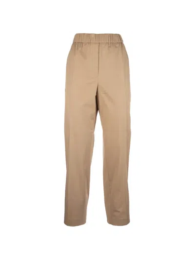 Peserico Bead-embellished Elasticated Trousers In Brown