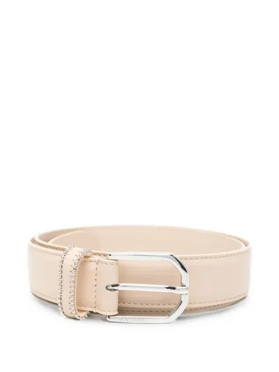 Peserico Bead-embellished Leather Belt In Neutral
