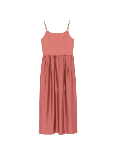 Peserico Bead-embellished Pleated Midi Dress In Pink