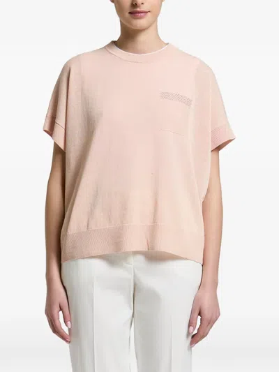 Peserico Bead-embellished Pocket Sweater In Pink