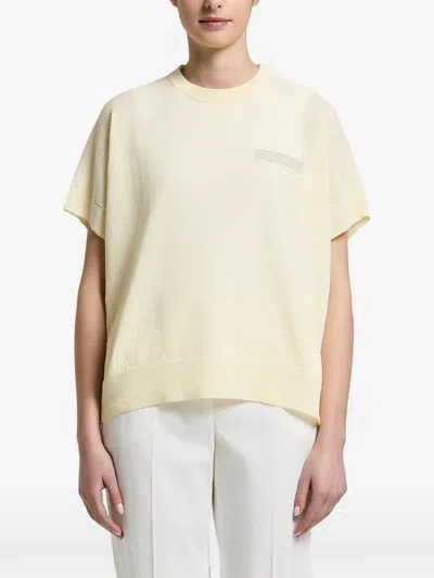 Peserico Bead-embellished Pocket Sweater In White