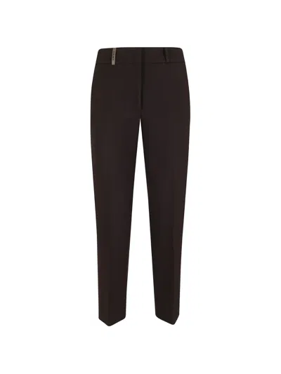 Peserico Bead-embellished Tailored Trousers In Brown