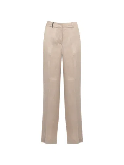 Peserico Bead-embellished Trousers In Gold