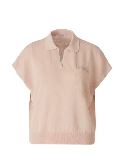 Peserico Bead-embellished T-shirt In Pink