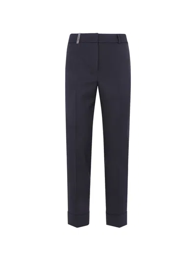Peserico Bead-embellished Turn-up Trousers In Black