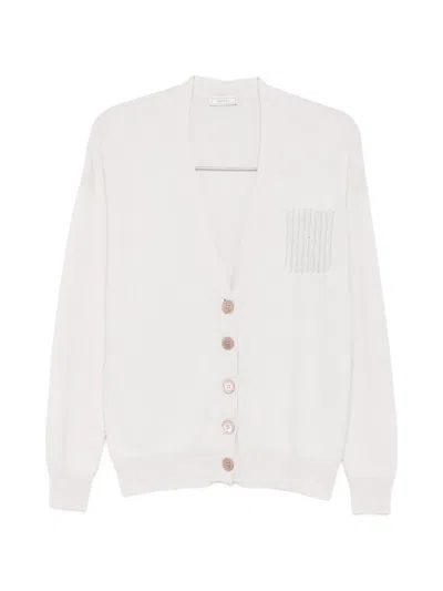 Peserico Bead-embellished V-neck Cardigan In White