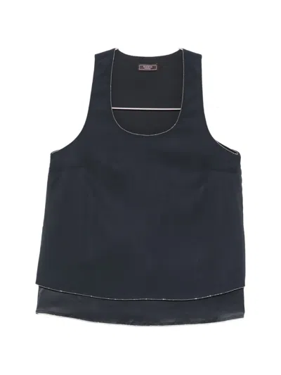 Peserico Bead-trim Blouse In Blue