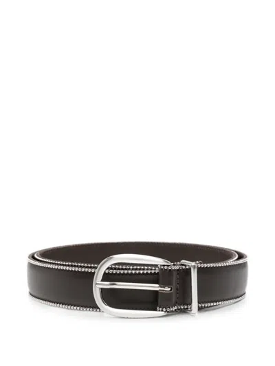 Peserico Bead-trim Leather Belt In Neutral