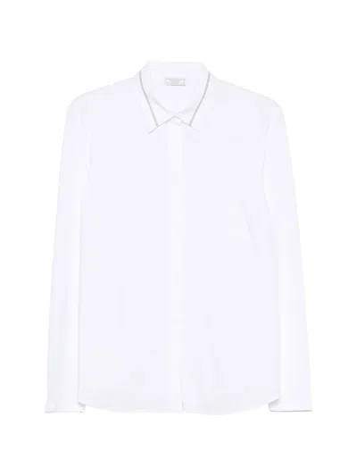 Peserico Bead-trim Long-sleeve Shirt In White