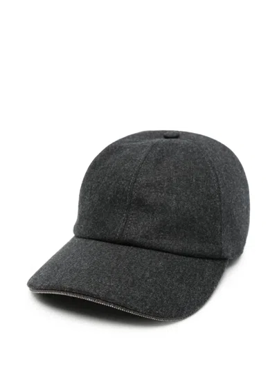 Peserico Bead-trim Wool Baseball Cap In Gray