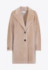 Peserico Bear Cocoon Single-breasted Coat In Neutral