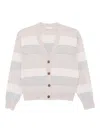 Peserico Beige Button-down Sweater With V-neckline In Multi